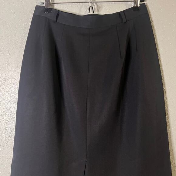 Nordstroms Industrialist Sportswear Womens Black Wool Skirt 12 with pockets - Picture 7 of 11